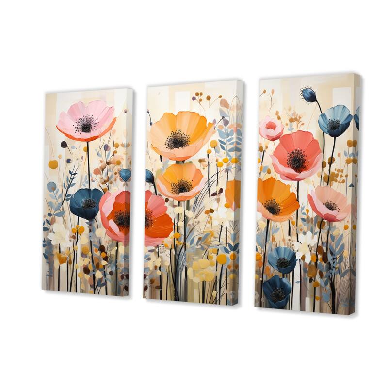 Designart "Coral Orange Whimsical Botanical Wilds I" Abstract